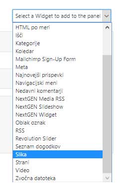 Revolver navodila: urejanje menija - izbira gradnika