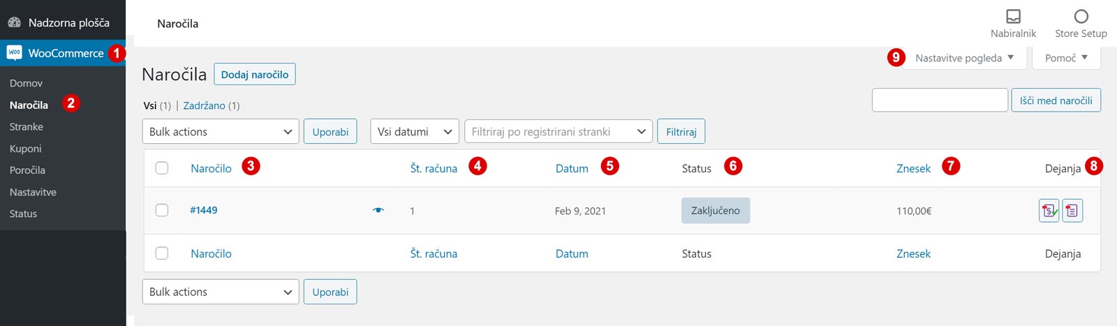 Upravljanje z naročili v spletni trgovini WooCommerce