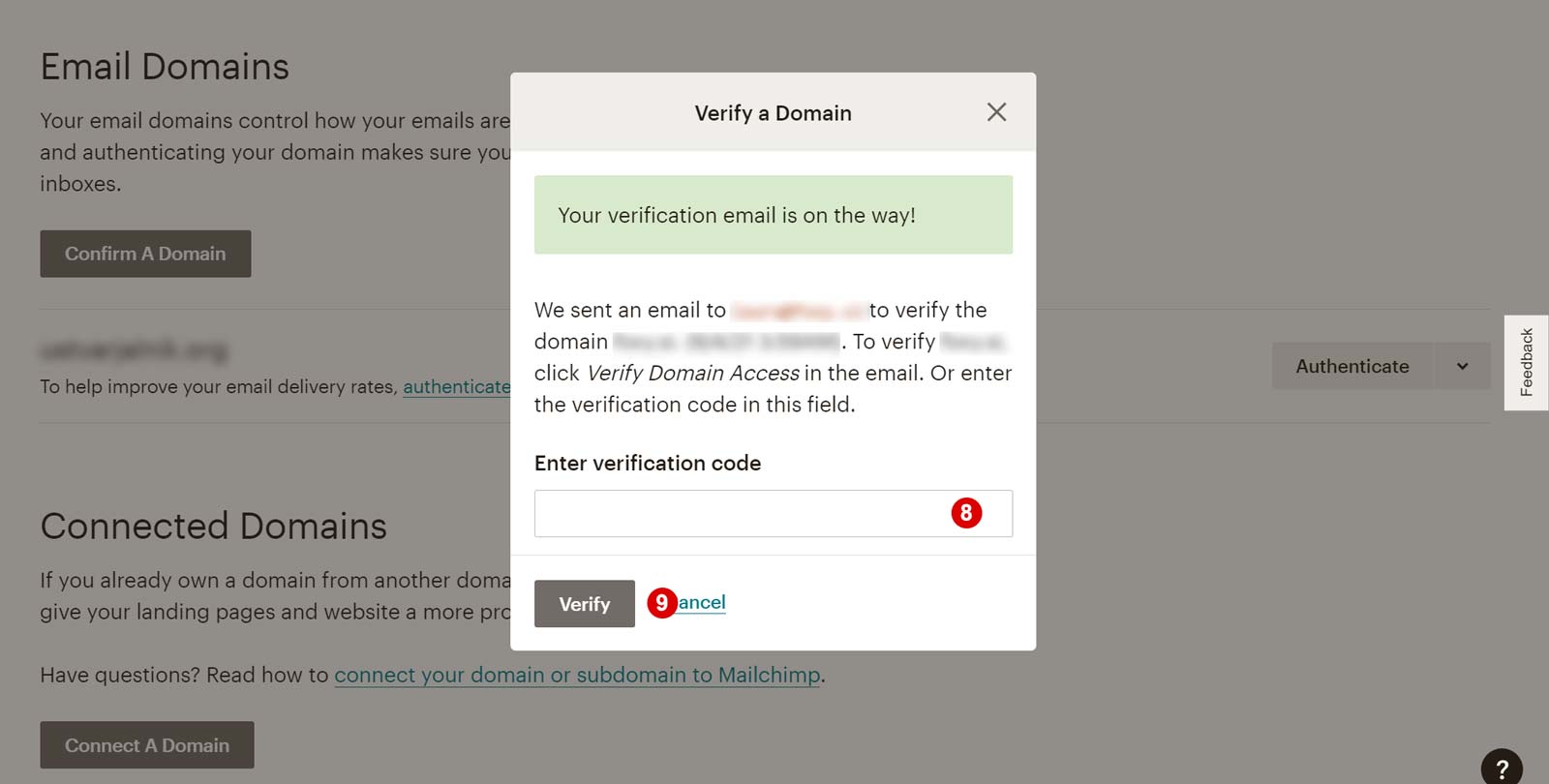 Vnesite potrditveno kodo, ki ste jo prejeli po emailu.