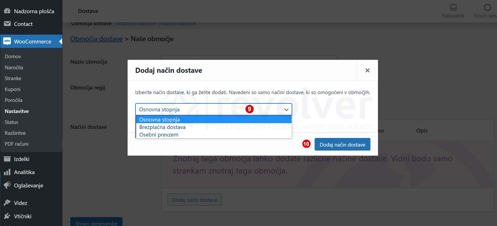 Izberemo tip dostave.