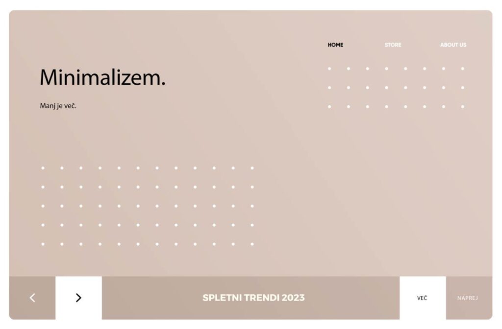 Spletni trendi 2023 - Minimalistični design